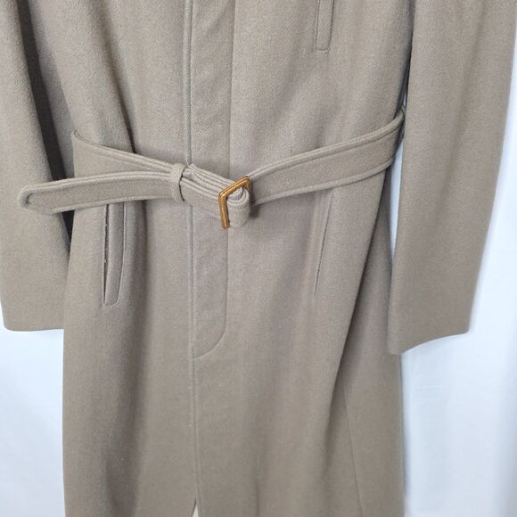 Vintage Wool Campus Trench Coat Lined Button Up Belt Brown Men's Sz 40 Made USA - Picture 8 of 16